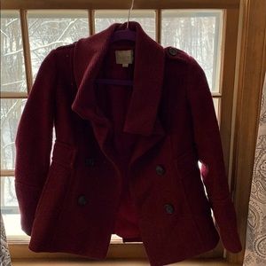 Maroon lined XXS Petite Ann Taylor loft short coat